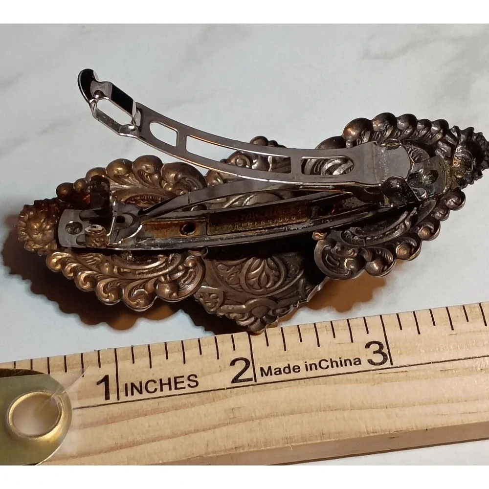 Vintage Hair Barrette Gold Toned San Michael Rare Design HTF Nice